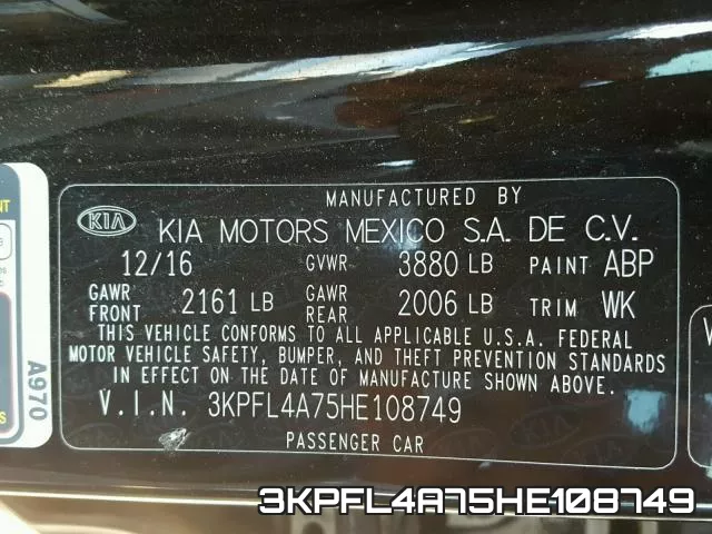 3KPFL4A75HE108749 фото 2