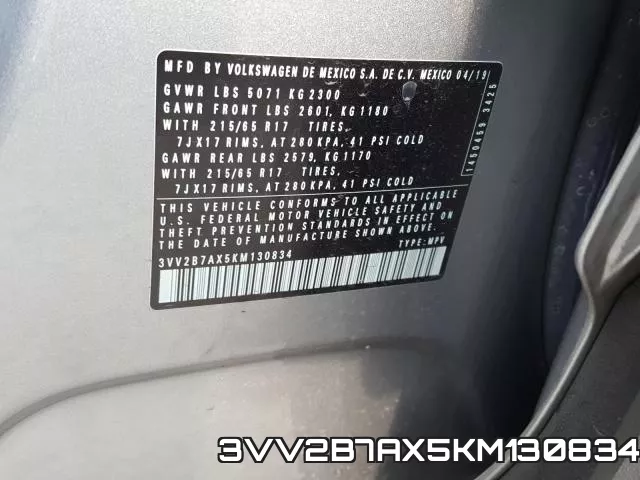 3VV2B7AX5KM130834 фото 2