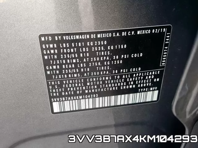 3VV3B7AX4KM104293 фото 2