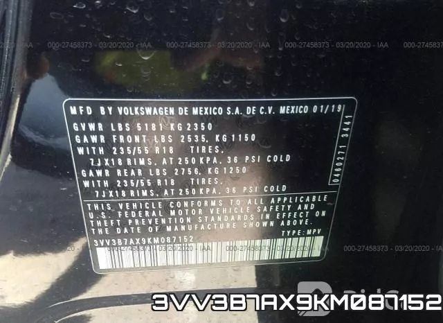 3VV3B7AX9KM087152 фото 10