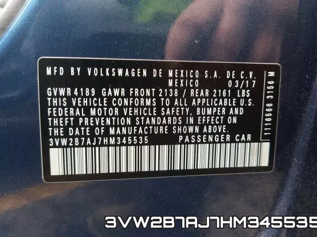3VW2B7AJ7HM345535 фото 2