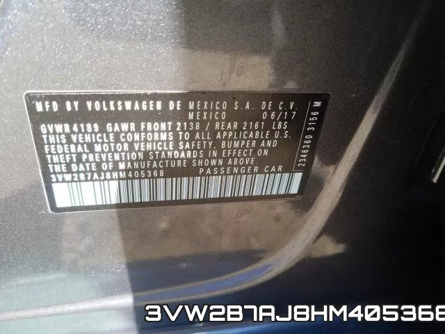 3VW2B7AJ8HM405368 фото 2