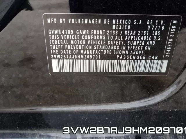 3VW2B7AJ9HM209701 фото 2