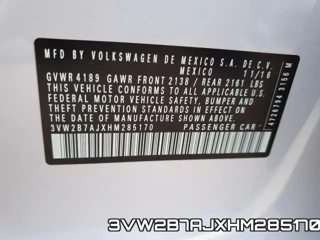 3VW2B7AJXHM285170 фото 2