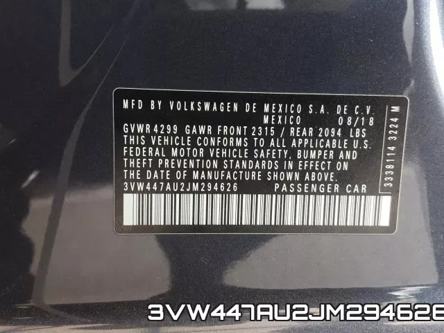 3VW447AU2JM294626 фото 2