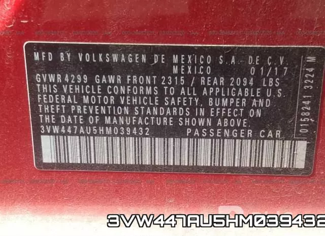 3VW447AU5HM039432 фото 10