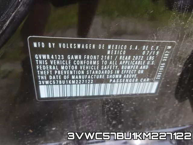 3VWC57BU1KM227122 фото 2