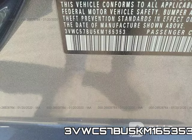 3VWC57BU5KM165353 фото 10