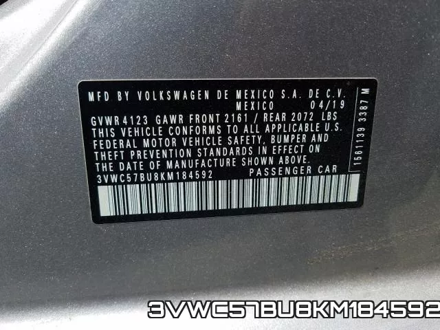 3VWC57BU8KM184592 фото 2