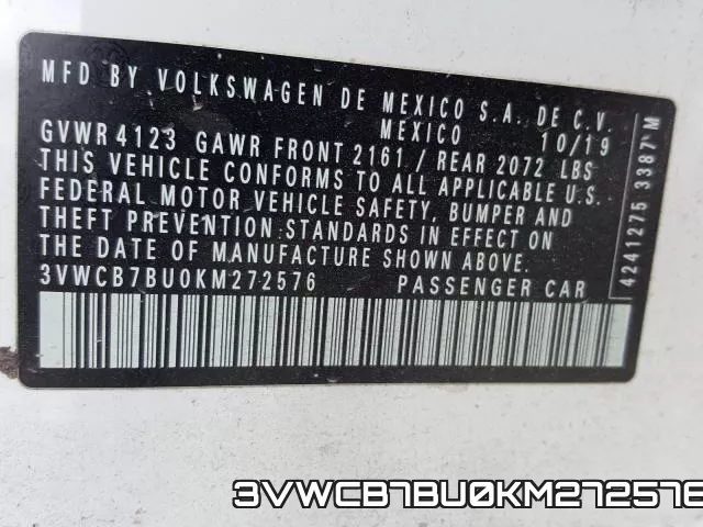 3VWCB7BU0KM272576 фото 2