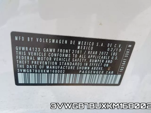 3VWGB7BUXKM168002 фото 2