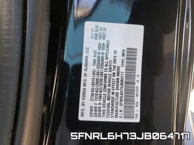 5FNRL6H73JB064717 фото 2