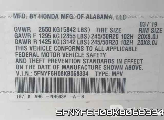 5FNYF6H08KB068334 фото 10