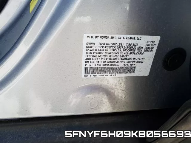 5FNYF6H09KB056693 фото 2