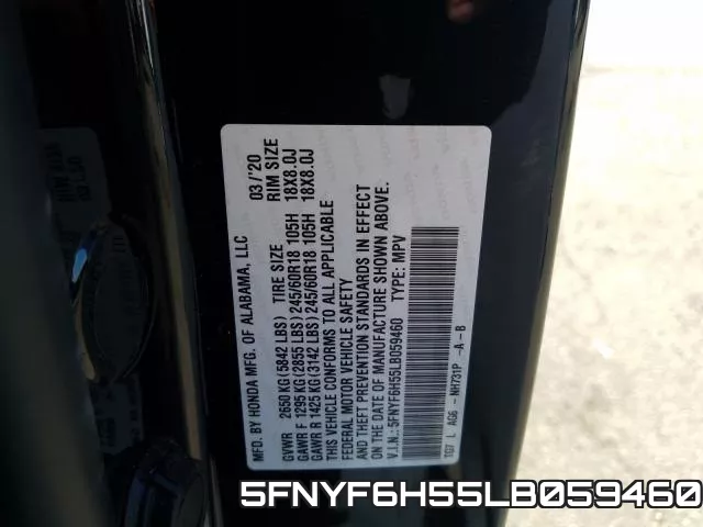 5FNYF6H55LB059460 фото 2