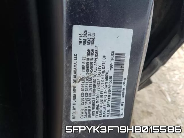 5FPYK3F79HB015586 фото 2