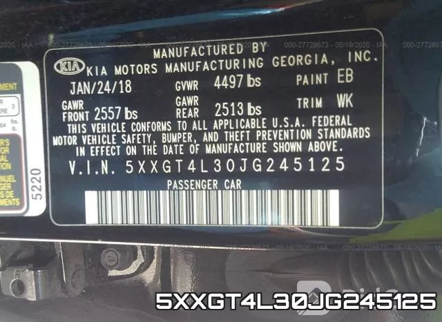5XXGT4L30JG245125 фото 10