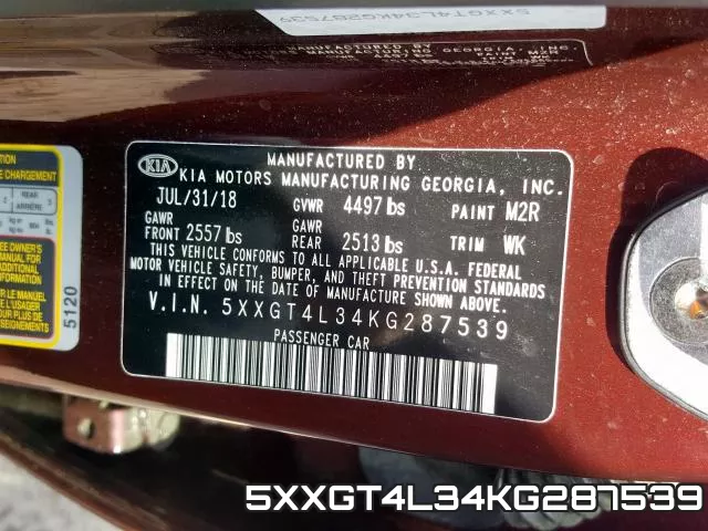 5XXGT4L34KG287539 фото 2