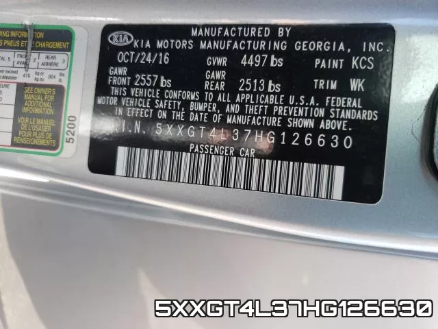 5XXGT4L37HG126630 фото 2