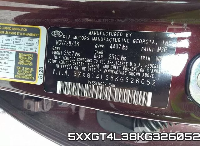5XXGT4L38KG326052 фото 10