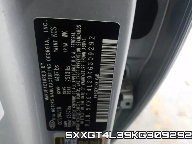 5XXGT4L39KG309292 фото 2