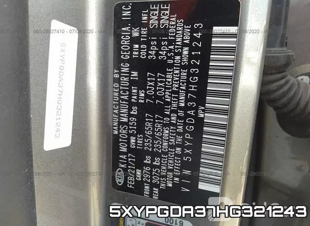 5XYPGDA37HG321243 фото 10