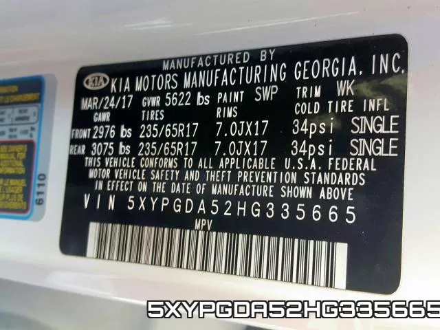 5XYPGDA52HG335665 фото 2