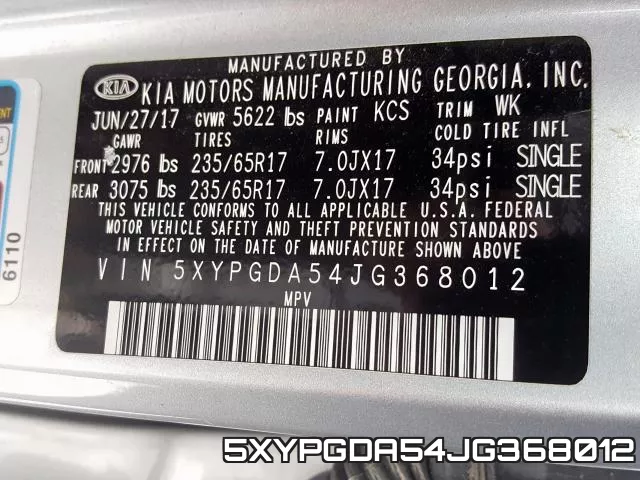 5XYPGDA54JG368012 фото 2