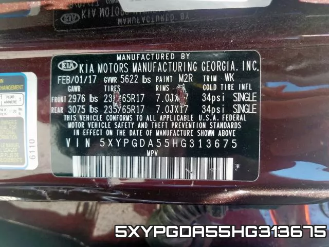 5XYPGDA55HG313675 фото 2