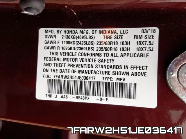 7FARW2H51JE036417 фото 2