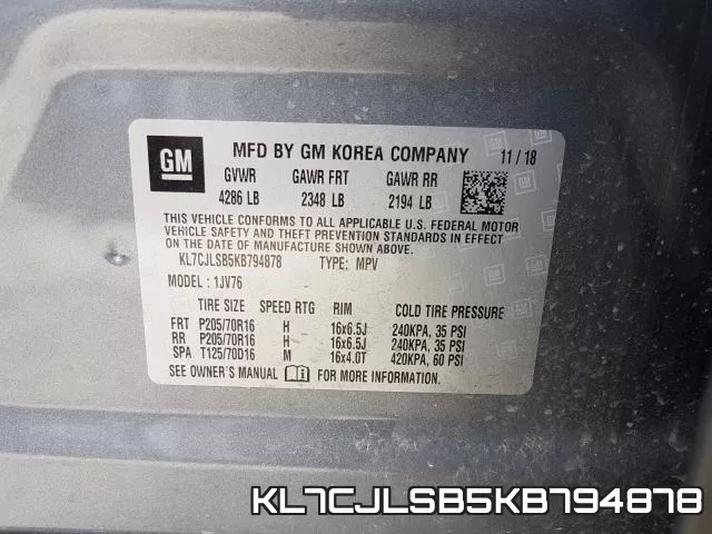 KL7CJLSB5KB794878 фото 2