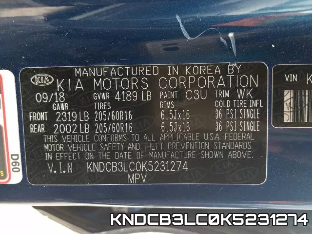 KNDCB3LC0K5231274 фото 2
