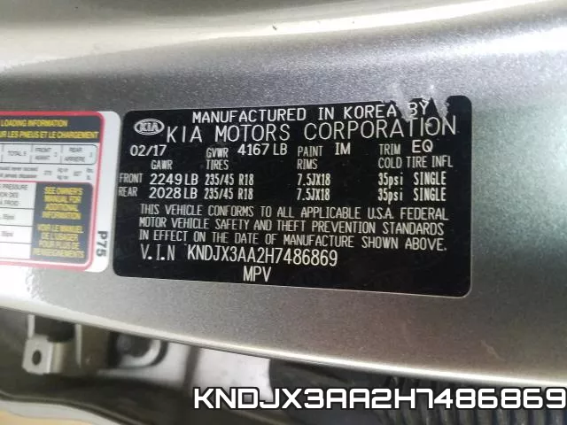 KNDJX3AA2H7486869 фото 2