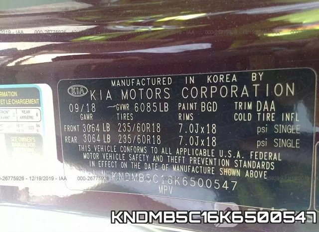 KNDMB5C16K6500547 фото 10