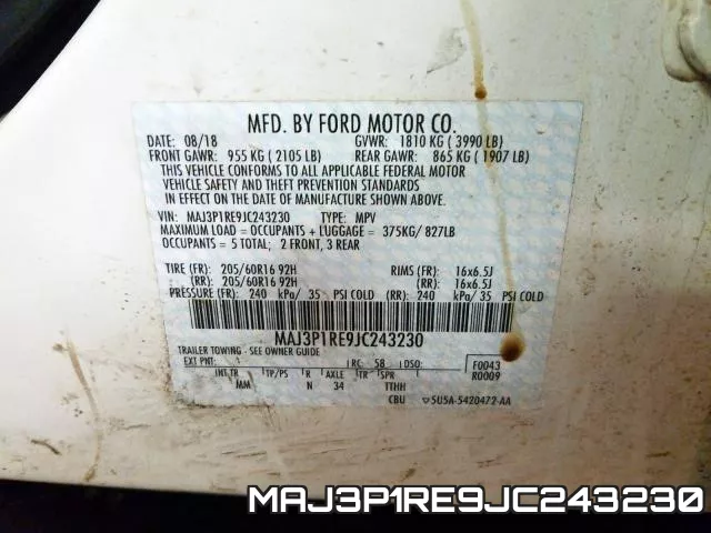 MAJ3P1RE9JC243230 фото 2
