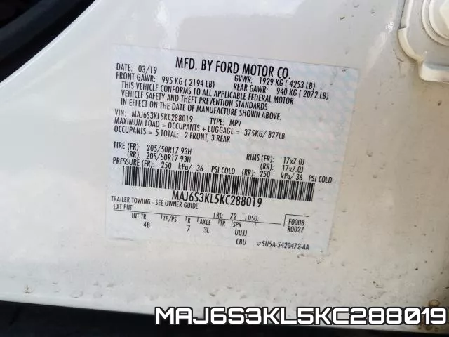 MAJ6S3KL5KC288019 фото 2
