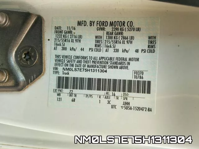NM0LS7E75H1311304 фото 2