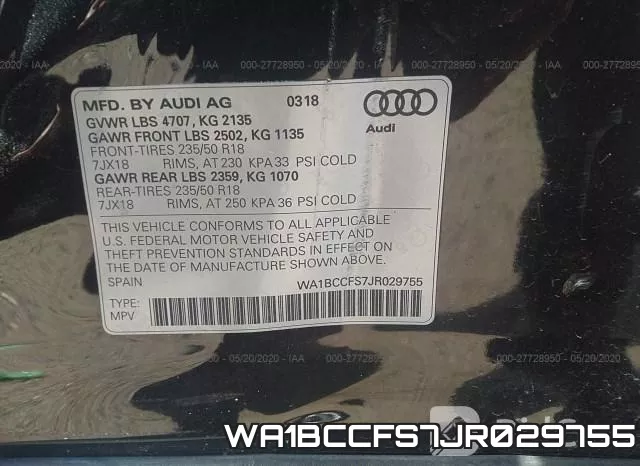 WA1BCCFS7JR029755 фото 10