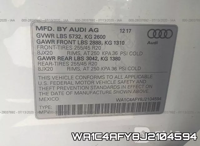 WA1C4AFY8J2104594 фото 10