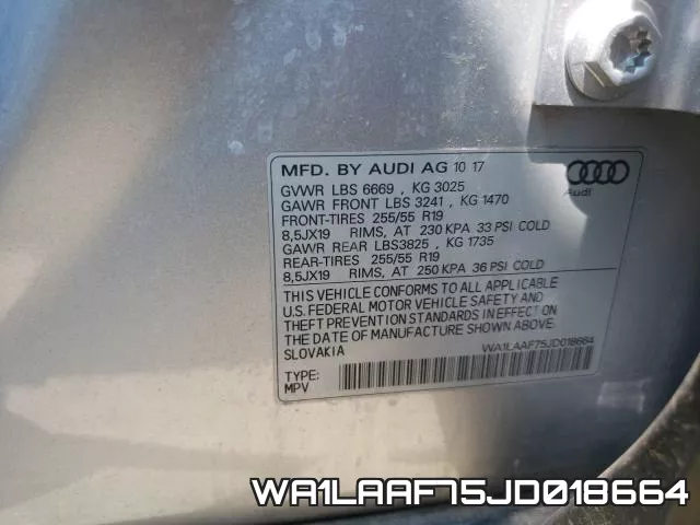 WA1LAAF75JD018664 фото 2