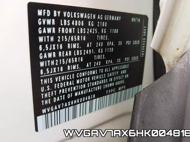 WVGAV7AX6HK004818 фото 2