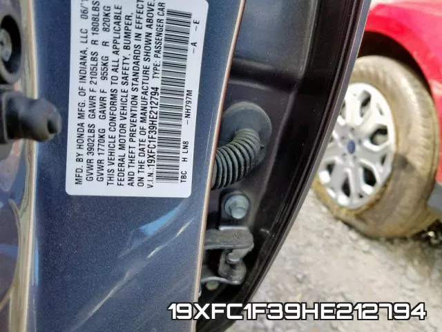 19XFC1F39HE212794 фото 2