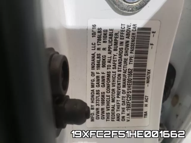 19XFC2F51HE001662 фото 2