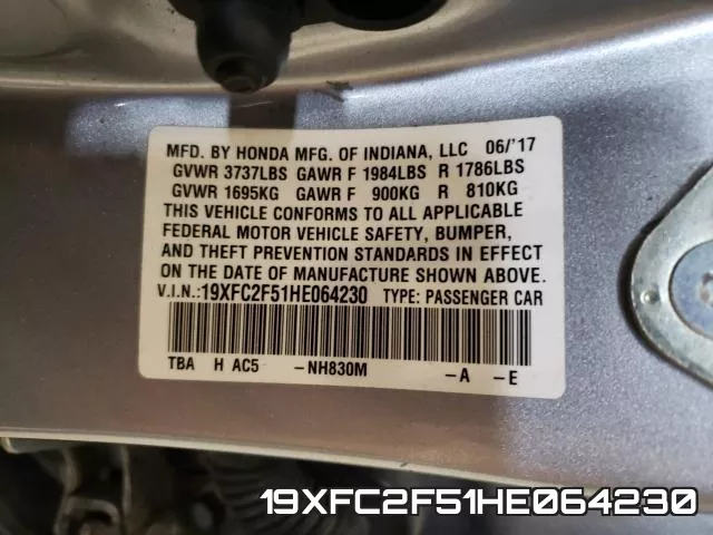 19XFC2F51HE064230 фото 2