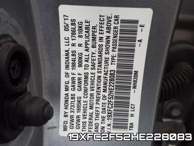 19XFC2F52HE228083 фото 2