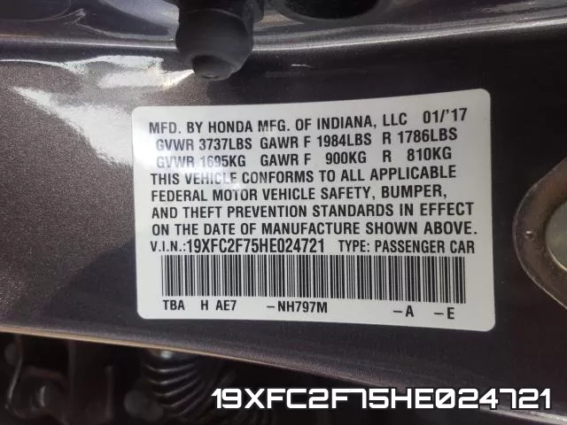 19XFC2F75HE024721 фото 2