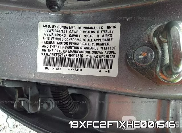 19XFC2F7XHE001516 фото 10