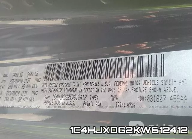 1C4HJXDG2KW612412 фото 10