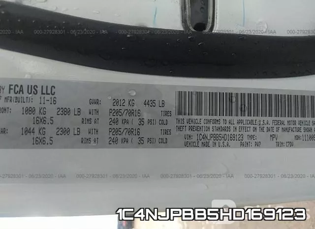 1C4NJPBB5HD169123 фото 10