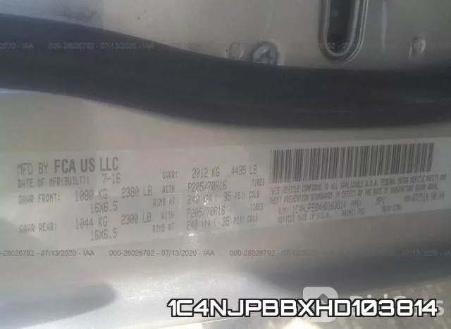 1C4NJPBBXHD103814 фото 10